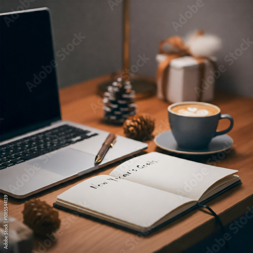 New Year's Goals Notebook with Festive Decorations-1