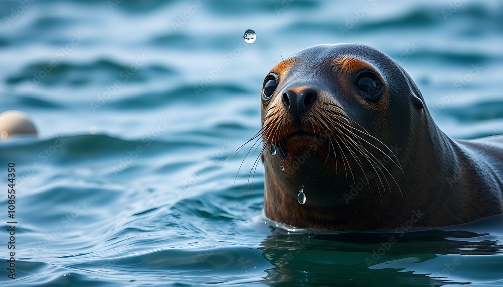 Fototapeta premium Seals Swimming in the Ocean, Gazing Directly at the Camera