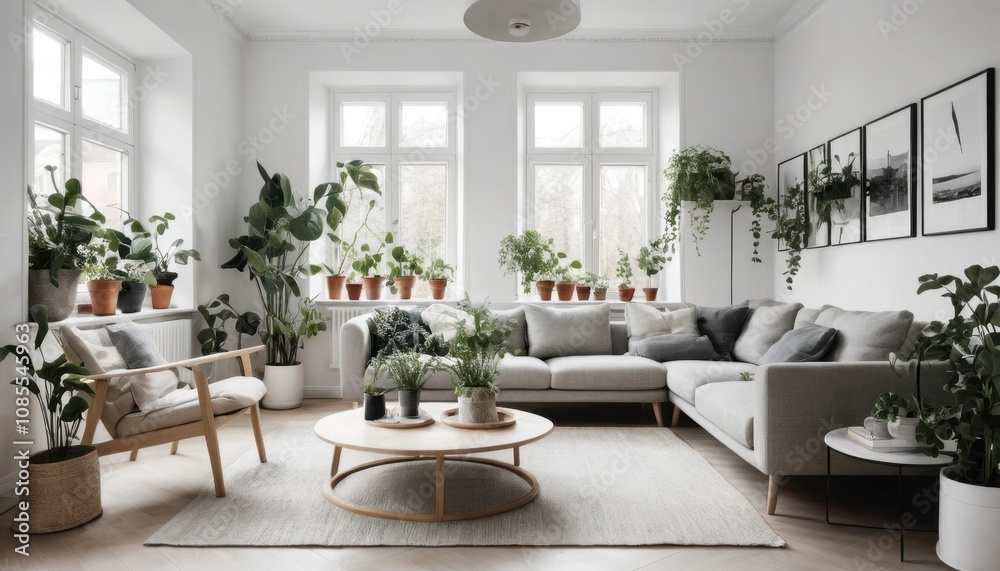 minimalistic Scandinavian living room with plants minimalistic Scandinavian living room with plants