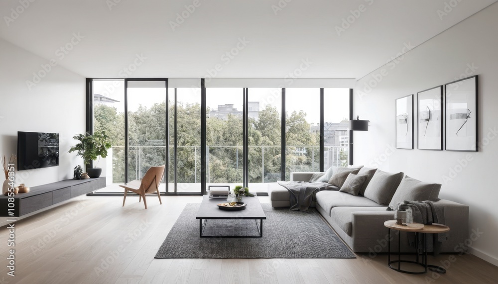 Fototapeta premium modern minimalist apartment living room with natural light