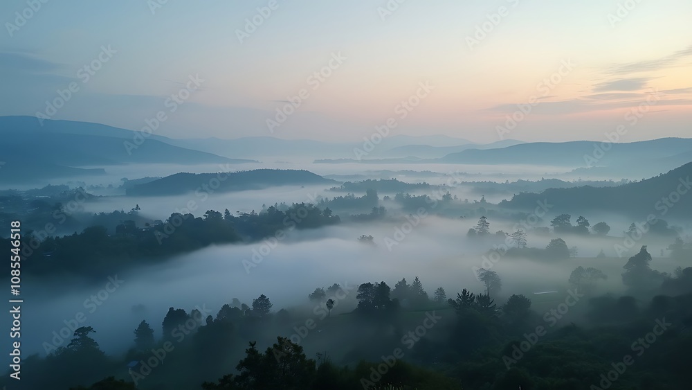 Obraz premium villages in resort surrounded by clouds Fog