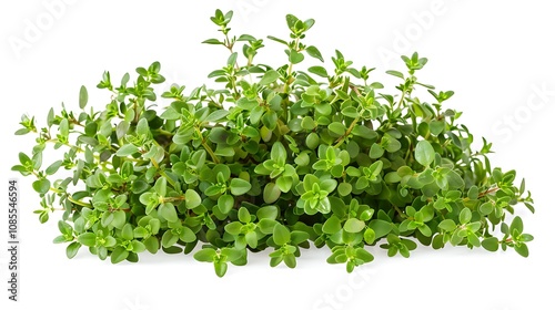 A lush cluster of green thyme leaves, showcasing its vibrant foliage.