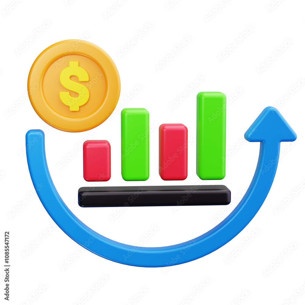 Financial Growth Arrow 3d Render Icons