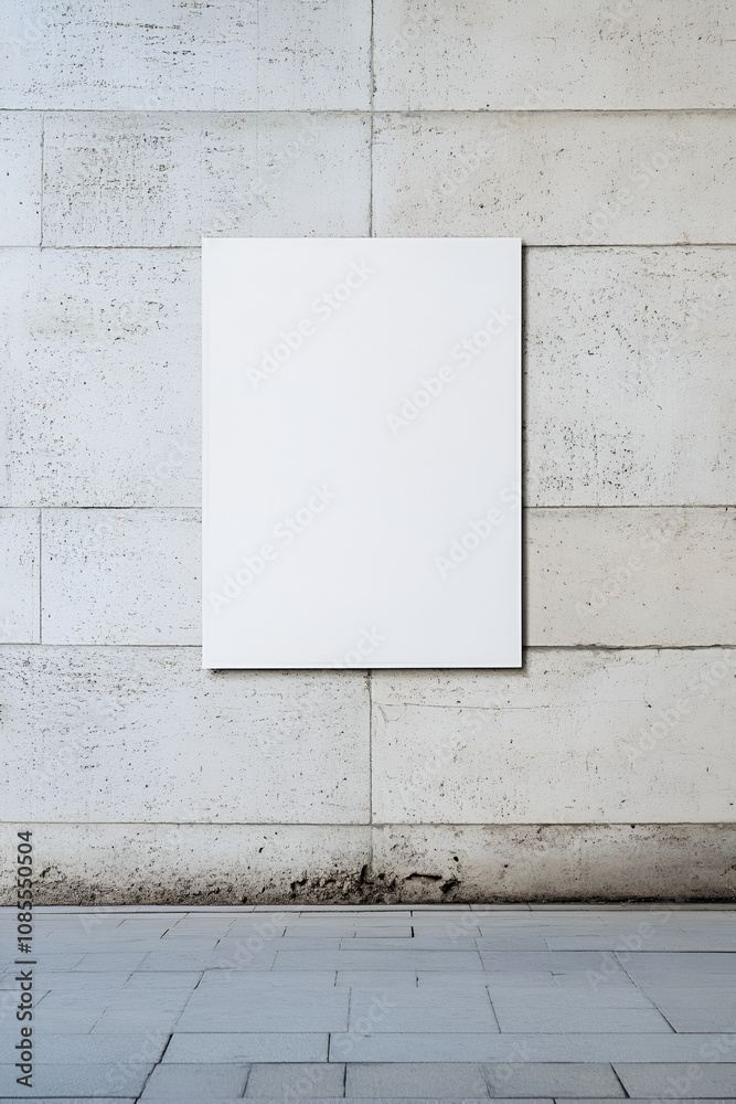 A blank white poster mounted on a textured urban wall, ideal for showcasing mockup designs, advertisements, or creative display projects. A blank white poster mounted on a textured urban wall, ideal for showcasing mockup designs, advertisements, or creative display projects.