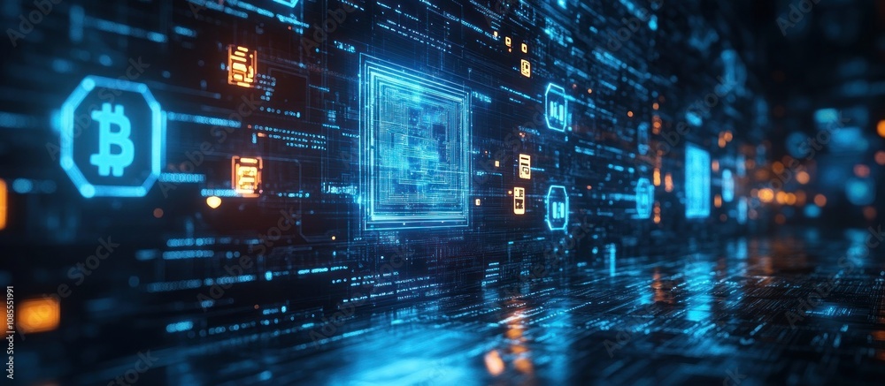 Fototapeta premium Digital representation of cryptocurrency and technology.