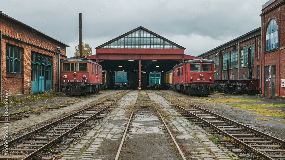 Train Depot with Tracks and Rolling Stock Train Depot with Tracks and Rolling Stock
