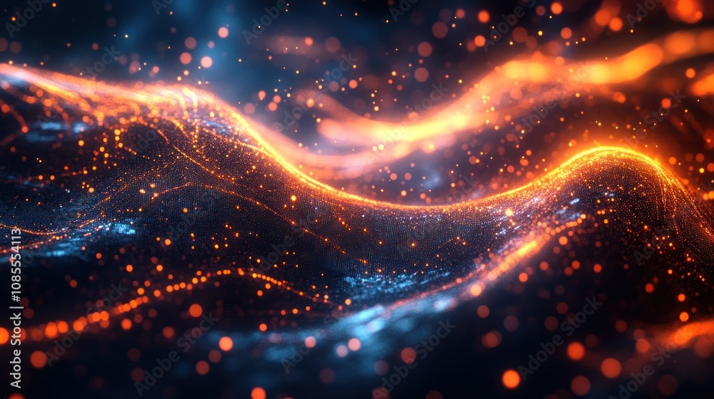 Abstract waves of light and particles in motion.