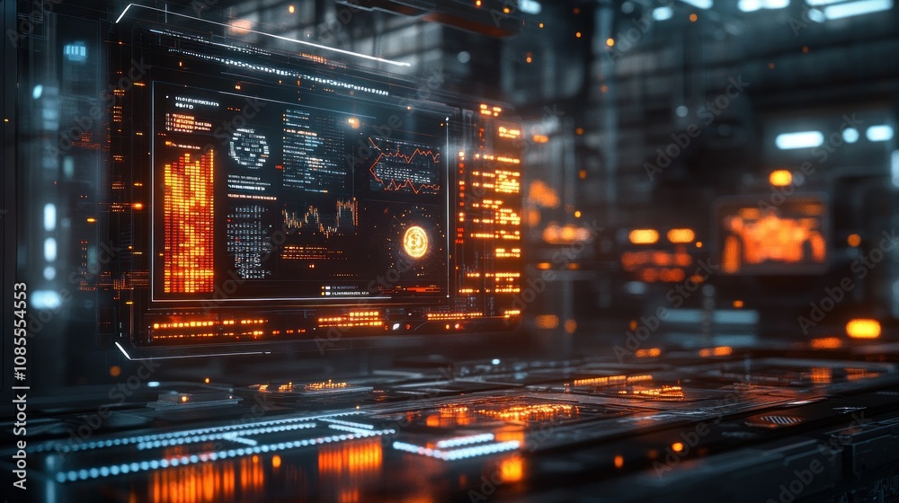 Fototapeta premium Futuristic interface displaying cryptocurrency data.