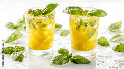 Mango Basil Splash: An Exotic Blend of Mango Puree and Fresh Basil Infused with Soda