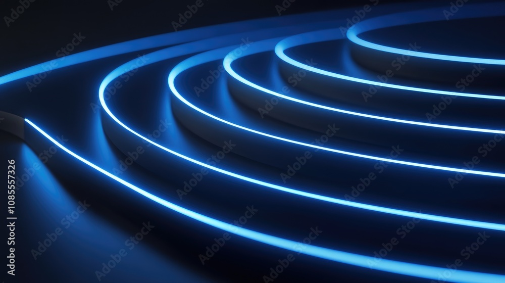 Abstract Blue Light Waves in a Dark Space with Curved Lines Creating a Futuristic and Dynamic Visual Effect for Backgrounds or Artistic Designs Abstract Blue Light Waves in a Dark Space with Curved Lines Creating a Futuristic and Dynamic Visual Effect for Backgrounds or Artistic Designs