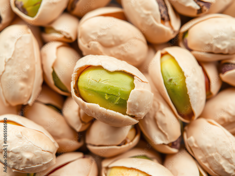 close-up view of split open pistachios showcasing their vibrant green insides on a textured surface close-up view of split open pistachios showcasing their vibrant green insides on a textured surface