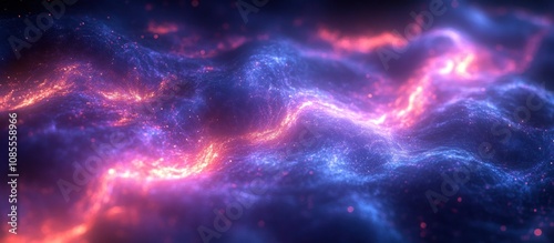 Abstract cosmic landscape with vibrant colors.