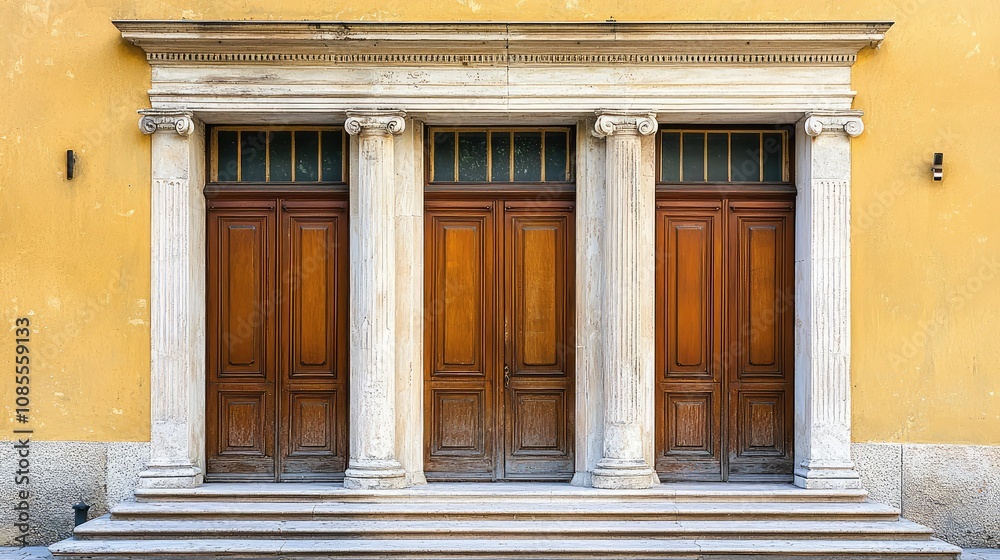 Elegant Greek Revival Entrance with Columns Elegant Greek Revival Entrance with Columns