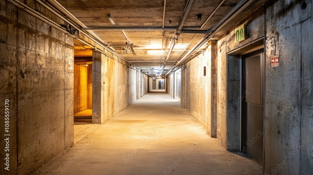 Empty Concrete Hallway in Brutalist Style Empty Concrete Hallway in Brutalist Style