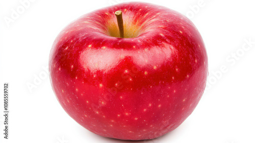 A vibrant red apple with a smooth surface and a short stem, symbolizing freshness and health.