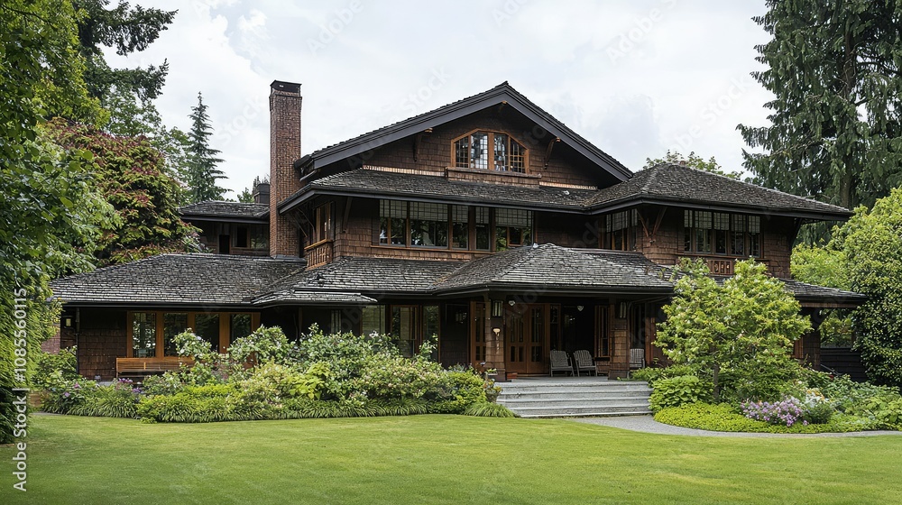 Elegant Craftsman Home with Overhanging Eaves Elegant Craftsman Home with Overhanging Eaves