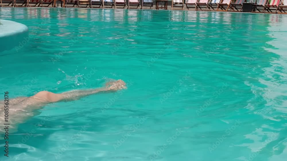 Women's legs splashing in the water of the pool Women's legs splashing in the water of the pool