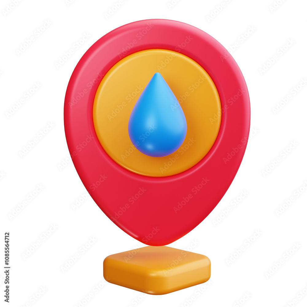 Fototapeta premium Pin Drop 3d Render Icons