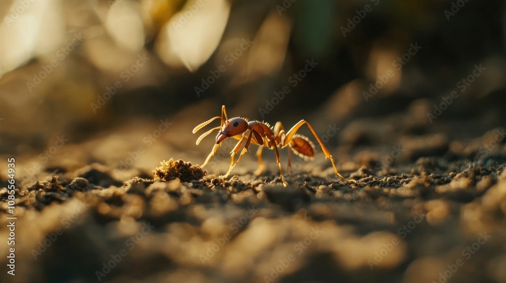 Close-Up View of an Ant Crawling on the Earth, Capturing Incredible Details of Nature's Tiny Creatures in a Natural Habitat Setting Close-Up View of an Ant Crawling on the Earth, Capturing Incredible Details of Nature's Tiny Creatures in a Natural Habitat Setting