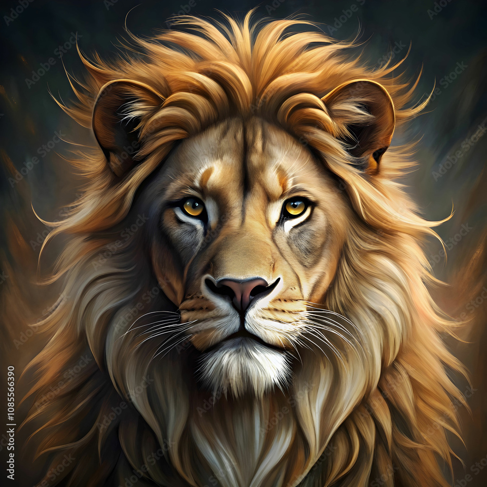 Naklejka premium portrait of a lion ai generated
