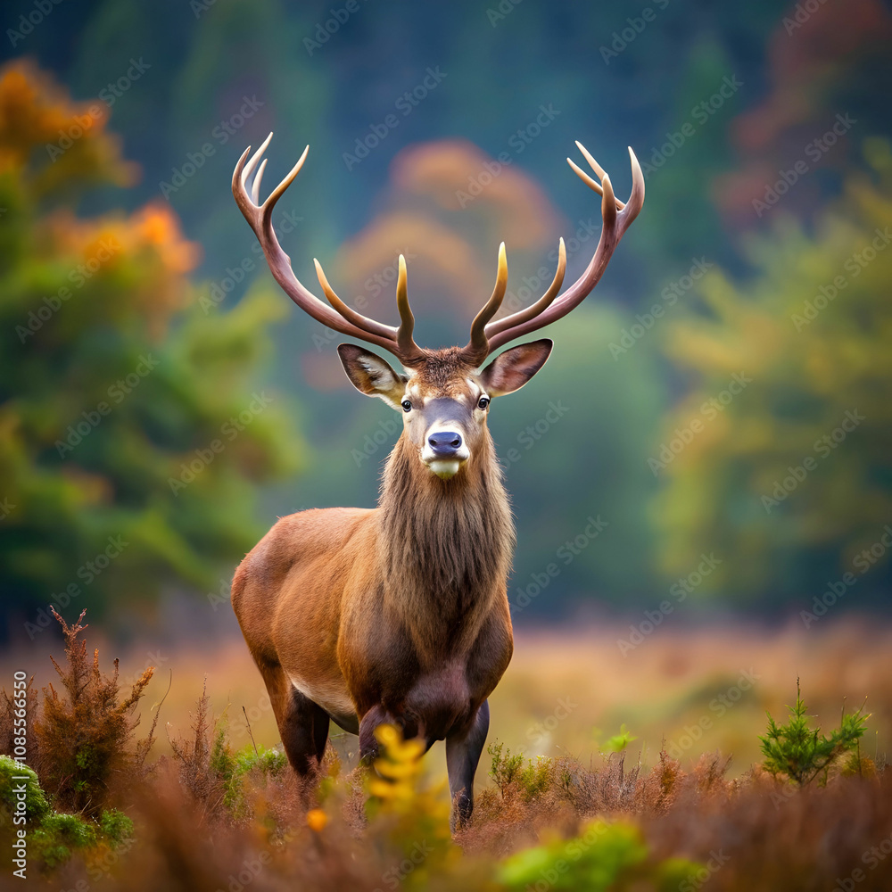 red deer in the nature habitat during the deer rut red deer in the nature habitat during the deer rut