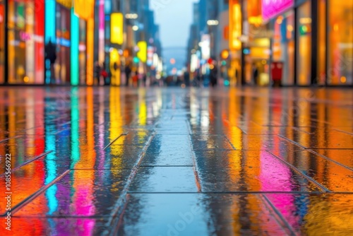 Wallpaper Mural A neon-lit street in a futuristic city, with glowing holographic signs and bright reflections on a wet surface. Cyberpunk, vivid colors, high detail. Torontodigital.ca