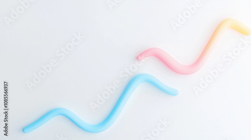 Colorful wave shapes in pastel tones on a minimalistic background promoting creativity, innovation, and abstract design, suitable for modern business presentations and digital art