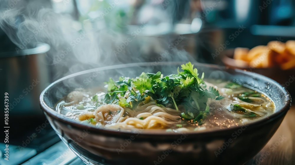 Fresh Hot Sour Soup in Steaming Bowl Fresh Hot Sour Soup in Steaming Bowl