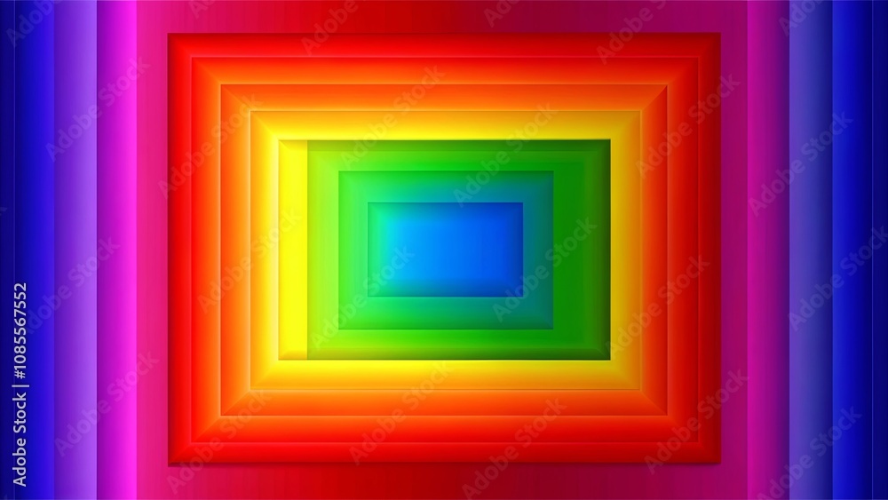 Abstract Rainbow Pattern with Gradual Gradient and Concentric Squares Abstract Rainbow Pattern with Gradual Gradient and Concentric Squares