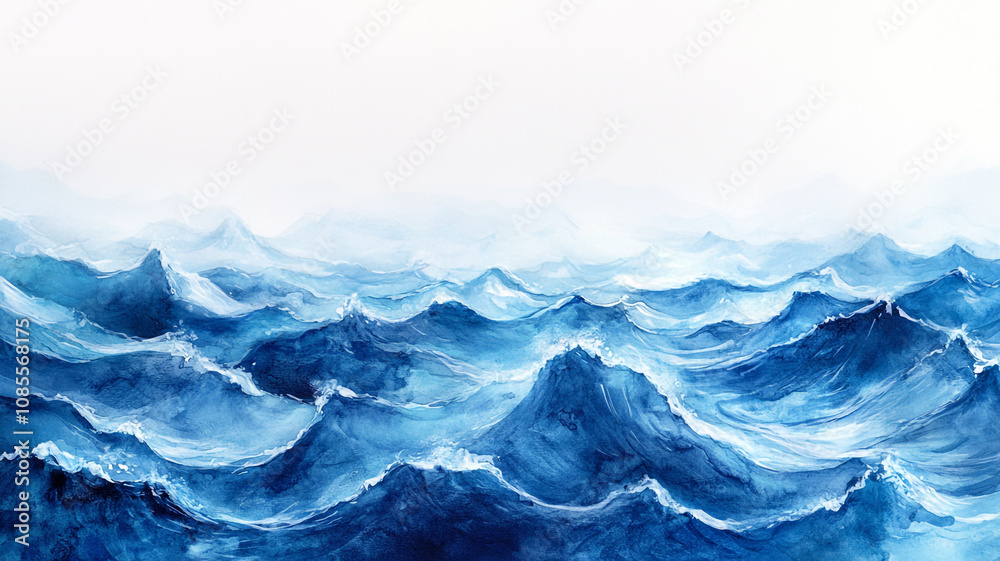 Vivid blue ocean waves rolling under a bright sky during daytime Vivid blue ocean waves rolling under a bright sky during daytime