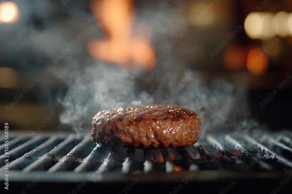 Fiery grill grid with piece of beef steak. Free space for text
Fiery grill grid with piece of beef steak. Free space for text