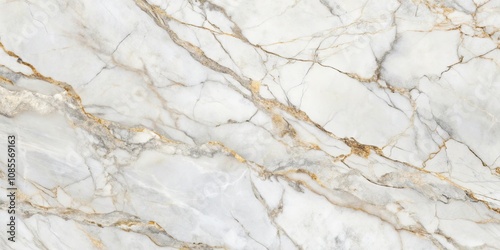 White Marble Surface with Delicate Golden Veining and Gray Undertones