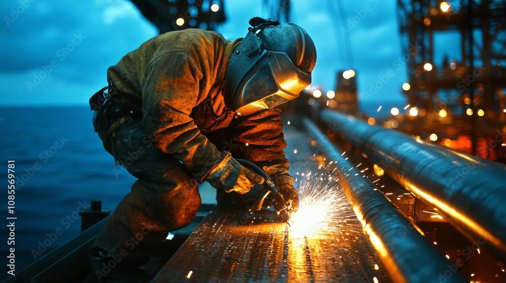 Welding expert restores metal frameworks at offshore oil facility for enhanced structural integrity Welding expert restores metal frameworks at offshore oil facility for enhanced structural integrity