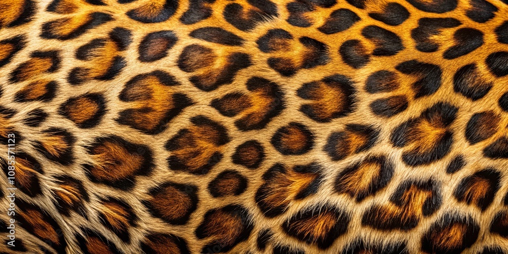 Close-up of a Leopard's Fur, Featuring a Pattern of Black Rosettes Against a Warm Background of Golden and Brown Hues Close-up of a Leopard's Fur, Featuring a Pattern of Black Rosettes Against a Warm Background of Golden and Brown Hues