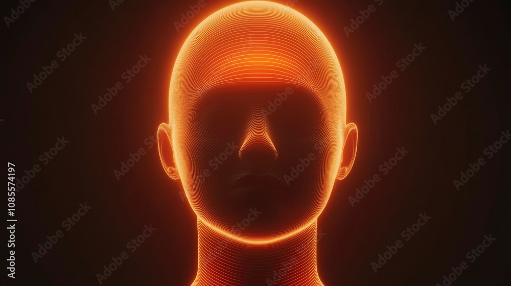Obraz premium Glowing Wireframe Human Head - Abstract Artificial Intelligence Concept