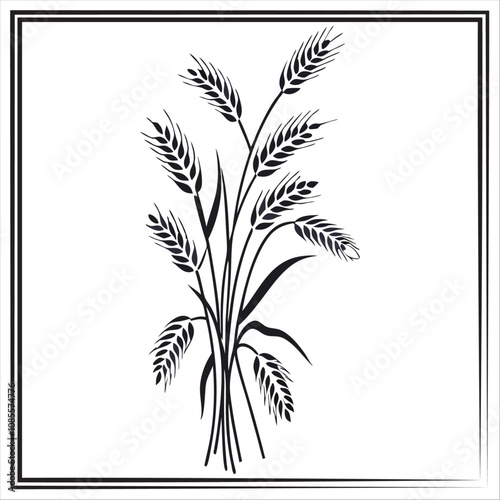frame border, empty inside, with wheat and rye motifs integrated into the frame, leaves, slavic style pattern