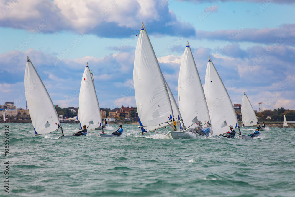 great view of sailing boats at a sea regatta