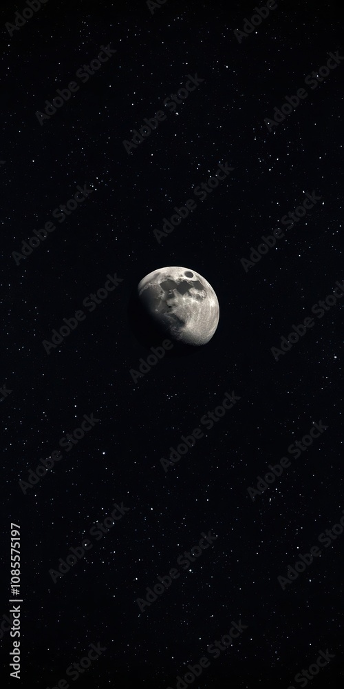 Fototapeta premium Panoramic view of the moon in starry space with Earth in the distance, Earth