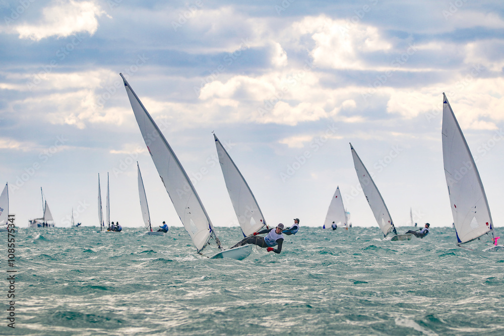 great view of sailing boats at a sea regatta