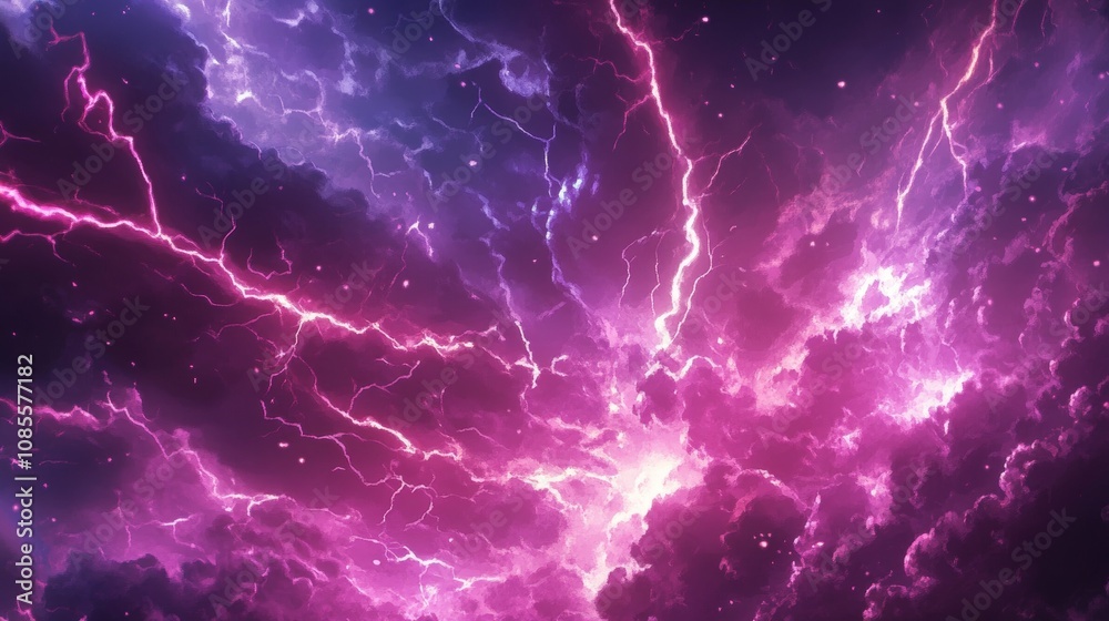 Fototapeta premium Stunning abstract lightning strike in an enchanting anime inspired background scene