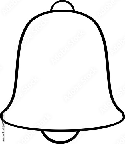 Bell with clapper in the middle hand drawn black outline illustration with no fill