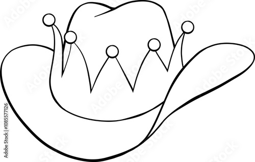 Christmas cowboy elf hat hand drawn black outline illustration with no fill 