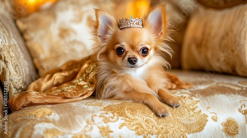 Pampered Chihuahua Princess in Royal Attire