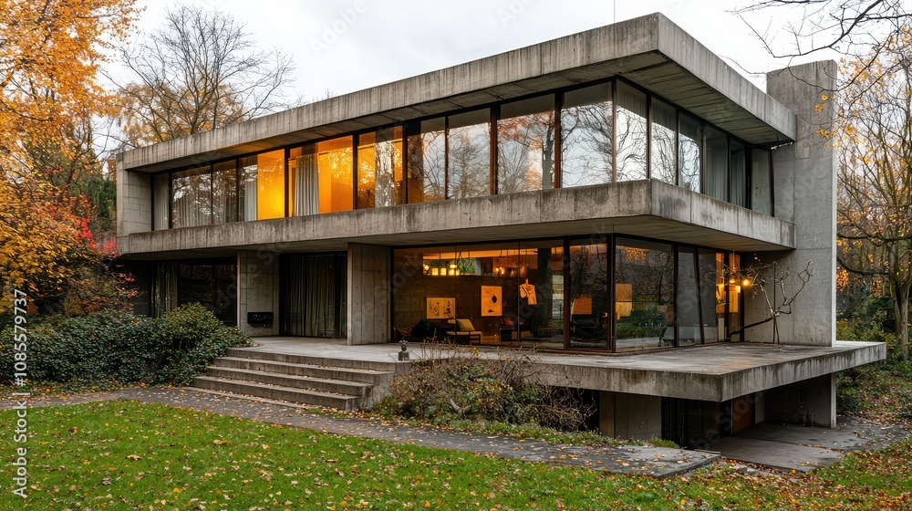Modern Brutalist House with Concrete Panels Modern Brutalist House with Concrete Panels