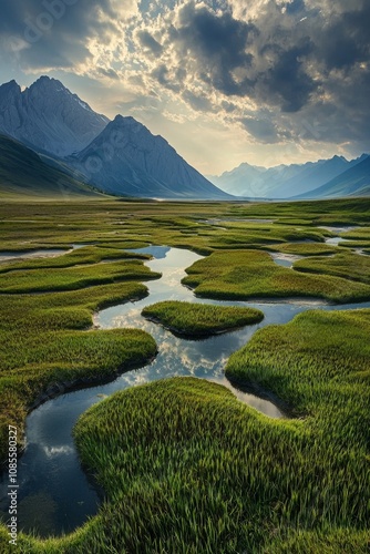 Scenic Nature Landscape with Dramatic Sky