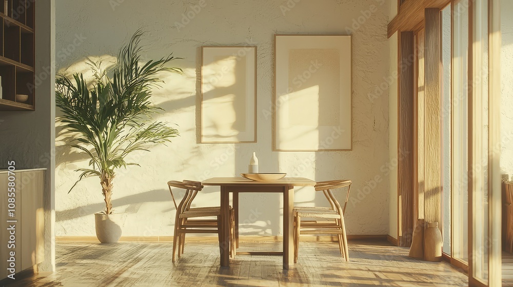 Fototapeta premium Elegant Minimalist Dining Area with Simple Table
