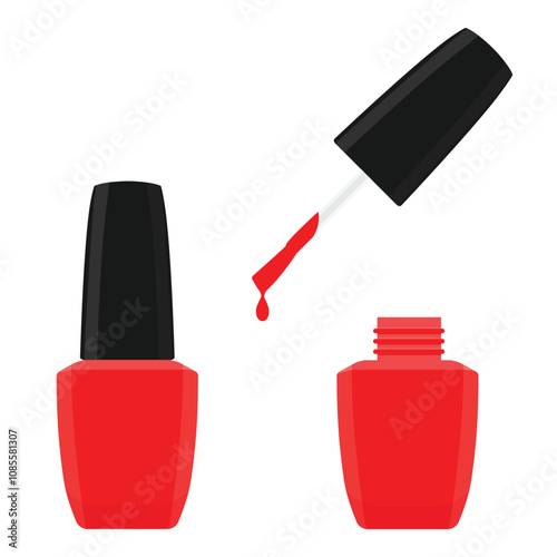 Red nail polish isolated on white background