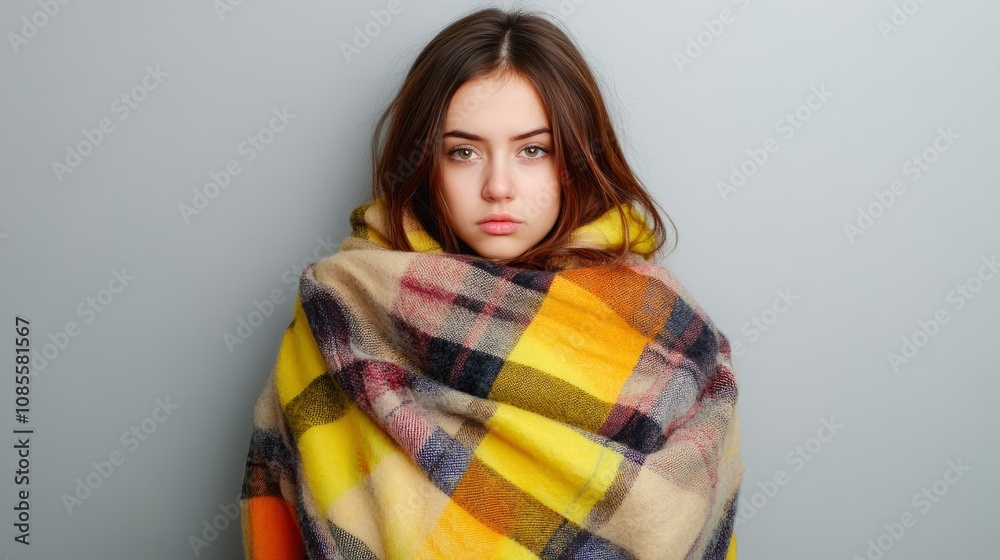Young female patient, flu virus, feeling unwell, medical, epidemic concept, sick, unhappy girl, wrapped in a scarf, warm quilt, suffering, cold fever, high body temperature, Young female patient, flu virus, feeling unwell, medical, epidemic concept, sick, unhappy girl, wrapped in a scarf, warm quilt, suffering, cold fever, high body temperature,
