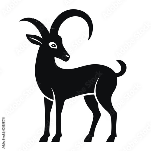 Solid color ibex animal vector design