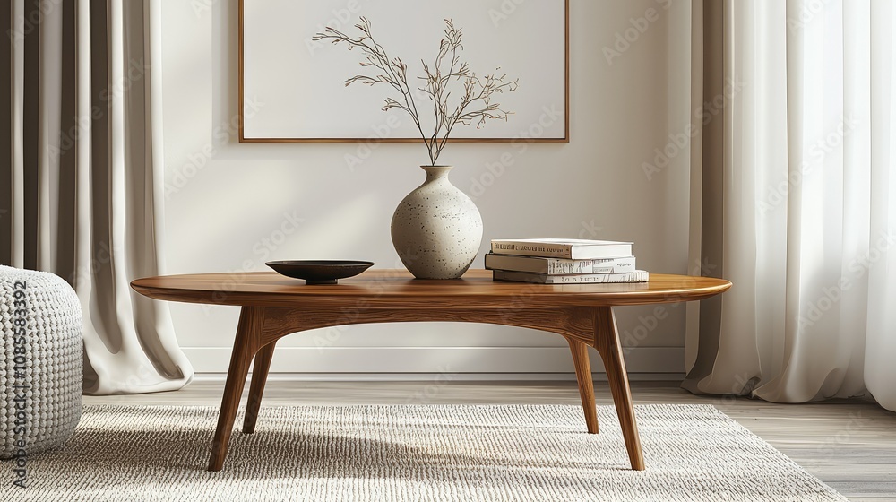 Mid-Century Modern Coffee Table with Decorative Elements Mid-Century Modern Coffee Table with Decorative Elements